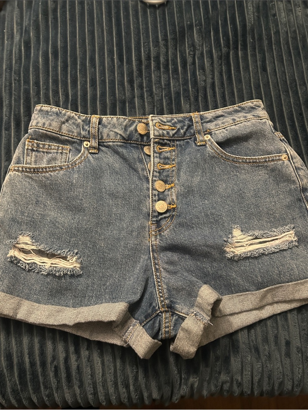 Forever 21 Blue Distressed Denim Jean Shorts